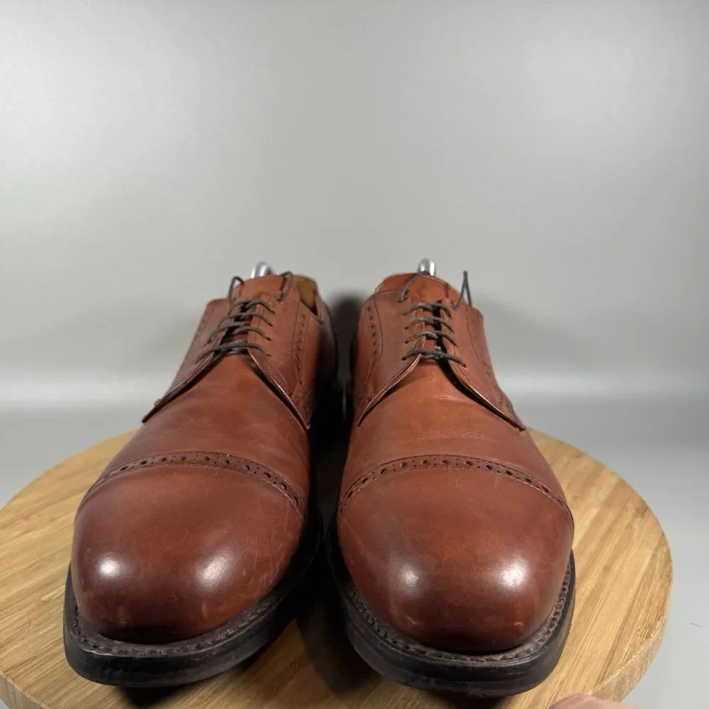 S Allen Edmonds Benton Derby Mens 13 3A Brown Leather‎ Cap Toe Dress Shoes